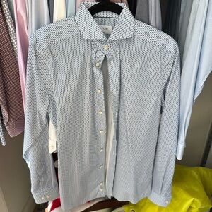 New without tags Eton Mens Button-Up Shirt blue Long Sleeve 15 1/2 Super slim